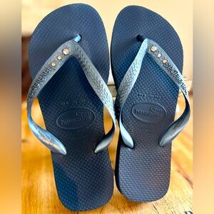 Havaianas New Rhinestone Flip Flops Size 7/8